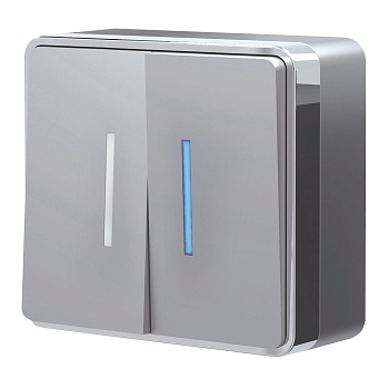 Выключатель двухклавишный с подсветкой (серебряный) Gallant ОУ IP20 Werkel