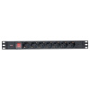 Блок розеток PDU TERACOM PRO 19" 1U 10А/250В 7 розеток Schuko с выключателем без шнура питания входной разъем C14 корпус алюминий черный EKF