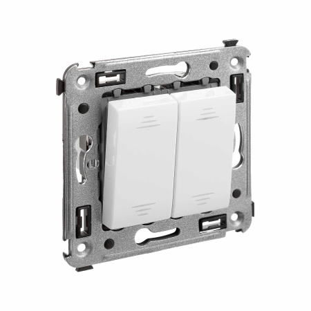 Перекрестный переключатель двухклавишный в стену, "Avanti", "Белое облако" DKC