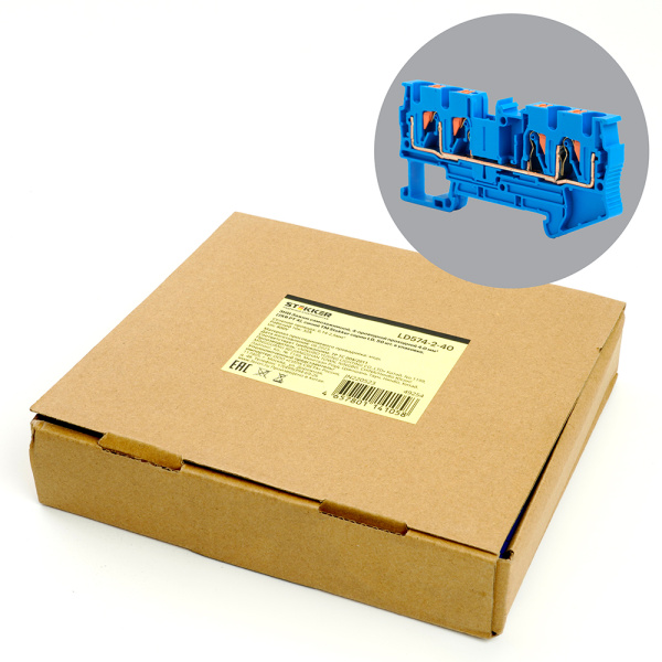 Зажим пружинный, 4-проводной проходной ЗНИ - 4, JXB PT 4, синий LD574-2-40 STEKKER