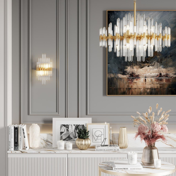 Люстра E14 10*40W STIKA золотой/стекло ODEON LIGHT