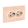 Валенсия Розетка 2-местная с/з 16А кремовая с защ, штор, EKF