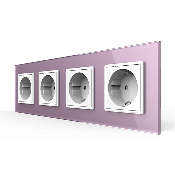 Розетка Livolo 4 поста Белая с розовой рамкой VL-C7C4EU-11/17