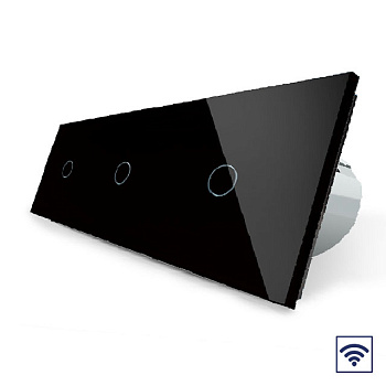 Сенсорный радиоуправляемый выключатель 3 клавиши 3 модуля Черный Livolo