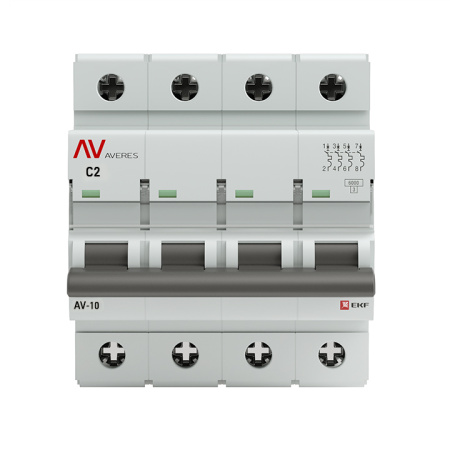 Выключатель автоматический ВА МОД 4П 2А С 10кА Averes EKF