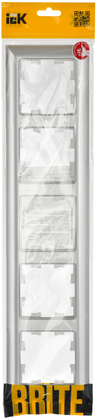 BRITE Рамка 5-мест. РУ-5-Бр алюм./алюм. IEK