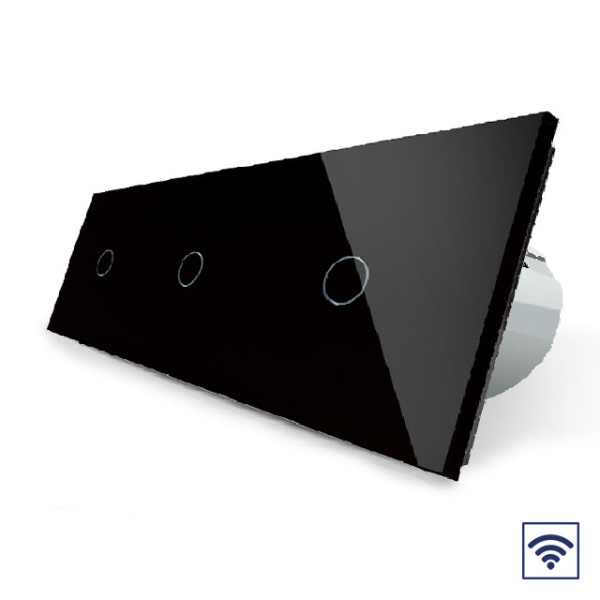 Сенсорный радиоуправляемый выключатель 3 клавиши 3 модуля Черный Livolo