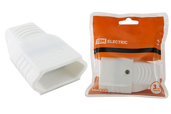 Кабельная розетка 2П 10А 250B (под евровилку CEE 7/16) с з/ш прямой вывод кабеля белая TDM