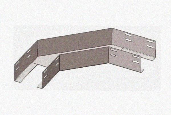 Лоток угловой замковый перфорированный КГЗ 500х50-90 УТ1,5 поворот на 90, оцинкованный лист, S1,0