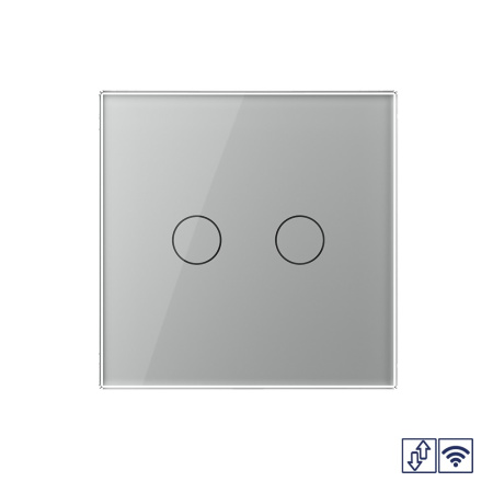 Сенсорный радиоуправляемый выключатель для жалюзи 2 клавиши 1 модуль Серый Livolo