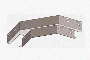 Лоток угловой замковый глухой КГЗГ 400х80-90 УТ1,5 поворот на 90, оцинкованный лист, S1,0