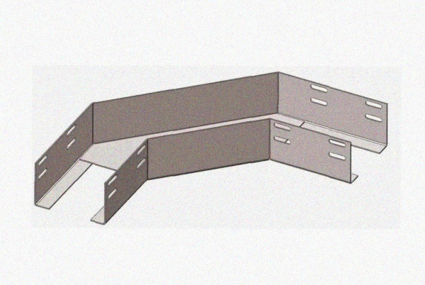 Лоток угловой замковый глухой КГЗГ 400х80-90 УТ1,5 поворот на 90, оцинкованный лист, S1,0