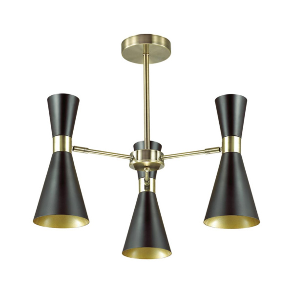 Люстра потолочная E14 3*60W 220V QUINN античная бронза/матовый черный LUMION