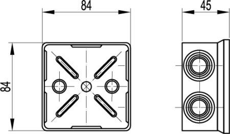 Коробка ответвит. с 6 кабельными вводами д.20мм, IP44, 80х80х40мм R DKC