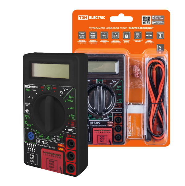 Мультиметр цифровой серия "МастерЭлектрик" М-7300 (каб.тестер RJ-11,12,45) TDM Мультиметр цифровой серия "МастерЭлектрик" М-7300 (каб.тестер RJ-11,12,45) TDM
