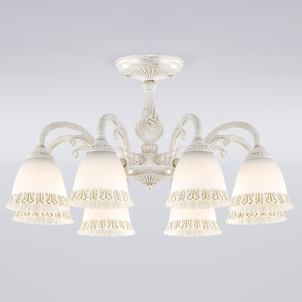 Классическая люстра 8*E27 60Вт белый с золотом IP20 Campina (60107/8 белый с золотом) Eurosvet