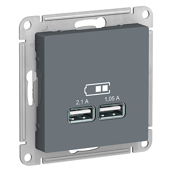 ATLASDESIGN Механизм розетки USB СУ 1 порт x 2,1 А 2 порта х 1,05 А 5В грифель IP20 Schneider Electric ATLASDESIGN Механизм розетки USB СУ 1 порт x 2,1 А 2 порта х 1,05 А 5В грифель IP20 Schneider Electric