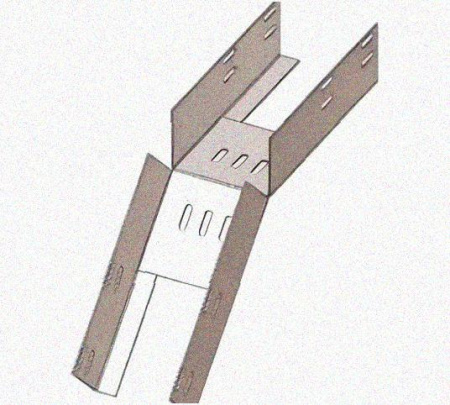 Лоток перфорированный КС 100х100-45 УТ1,5 для поворота трассы вниз на 45, горячее цинкование S1,5