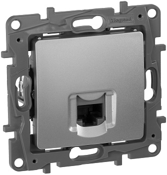 Etika Механизм розетки без лицевой панели СУ комп. RJ45 1 мод кат. 5 UTP . алюминий IP20 Legrand