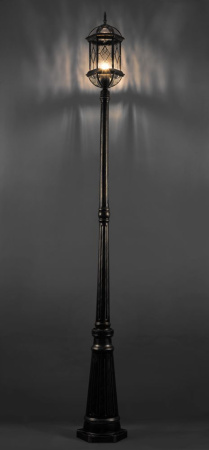 Светильник садово-парковый Feron PL176 шестигранный, столб 60W E27 230V, черное золото