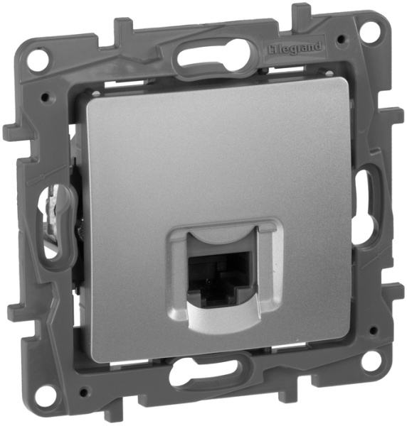 Etika Механизм розетки без лицевой панели СУ комп. RJ45 1 мод кат. 5 UTP . алюминий IP20 Legrand