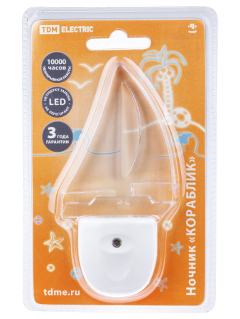 Ночник "Кораблик" с датчиком света, светодиодный, 0.3 Вт 220 В TDM
