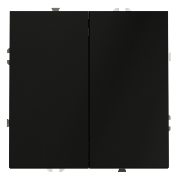 Проходной переключатель встраиваемый Voltum S70 двухклавишный 10А, (черный матовый)