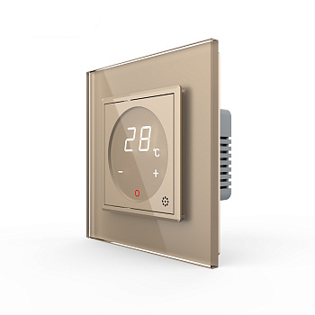 Терморегулятор пола 16А, сенсорное управление, датчик воздуха, 1 пост, цвет золотой Livolo