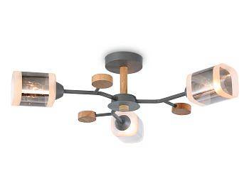 Светильник подвесной TR3033231/3 GR/LW/SM серый/светлое дерево/дымчатый E27*3 max 60W D700*180 Ambrella Light