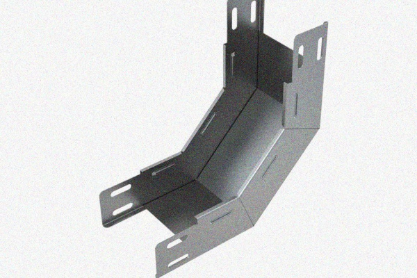 Лоток замковый глухой КПЗГ 100х65-45 УТ1,5 для поворота трассы вверх на 45, оцинкованный лист, S0,7