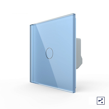 Одноклавишный проходной/перекрестный сенсорный выключатель 1 пост, цвет синий Livolo