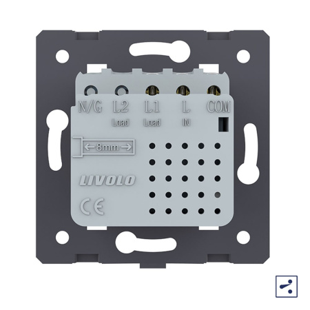 Одноклавишный проходной сенсорный выключатель Module, цвет зеленый (механизм) Livolo