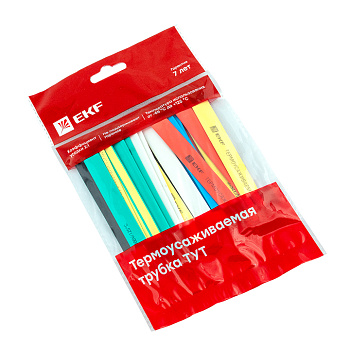 Термоусаживаемая трубка ТУТ нг 16/8 набор:7 цветов по 3шт, 100мм, PROxima EKF