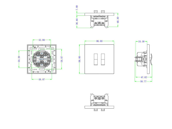 Donel N96 Переключатель на 2 тумблера, клавиша Wave, 10AX 250V, Бронза, серия DT
