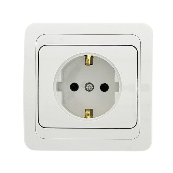 Лондон Розетка СУ 1 мест. с зазем. 16А белый IP20 EKF