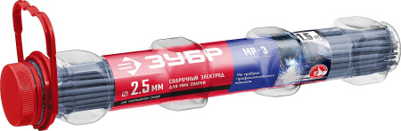 Электрод сварочный МР-3 рутиловый, d 2,5 х 350 мм, 1,5 кг в ПВХ тубе. ЗУБР