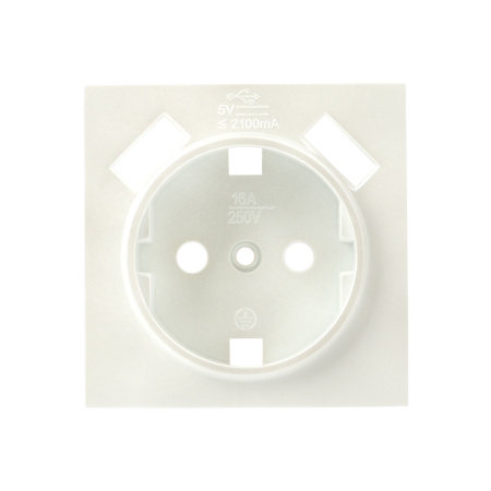 Валенсия Лицевая панель розетки 1-местной с/з 16А жемчуг с защ, штор, с 2 USB 2,1А EKF