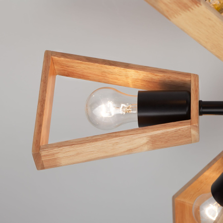 Потолочная люстра в стиле лофт 6*E27 40Вт светлое дерево, черный IP20 Klark (70056/6 черный) Eurosvet