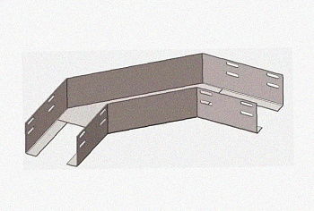 Лоток угловой перфорированный КГ 250х65-90 УХЛ1 поворот на 90, оцинкованный лист S1,0