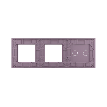 Панель для сенсорного выключателя и двух розеток, 2 клавиши, цвет розовый, стекло Livolo