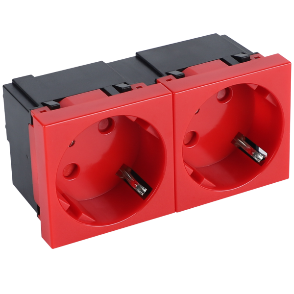 Donel Розетка 2х2К+З нем.ст., 45 гр., с з/ш, крас. (90х45мм), серия (тип) DF6