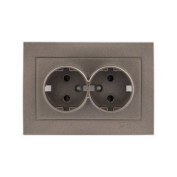Валенсия Лицевая панель розетки 2-местной с/з 16А графит с защ, штор, EKF
