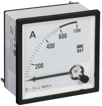 Амперметр аналоговый Э47 600/5А класс точности 1,5 72х72мм IEK