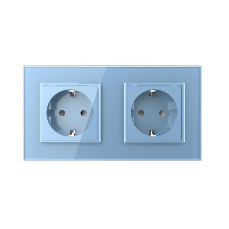 Розетка электрическая 16А 2 поста, цвет синий Livolo
