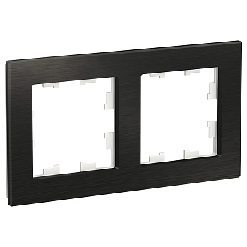 ATLASDESIGN NATURE Рамка 2-постовая металл оникс Schneider Electric