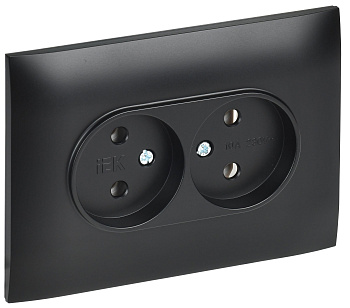 SKANDY Розетка 2-местная без заземления без защитных шторок 10А в сборе SK-R10Bl черный IEK