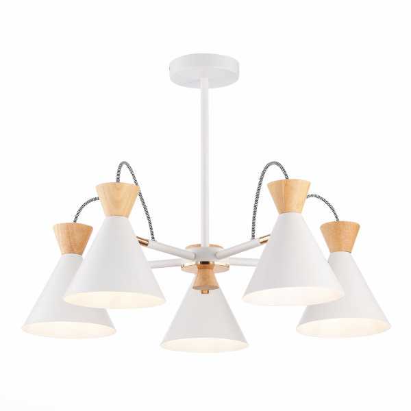 Люстра потолочная Белый, Золотистый/Белый, Светлое дерево E14 5*40Вт SLE125102-05 EVOLUCE