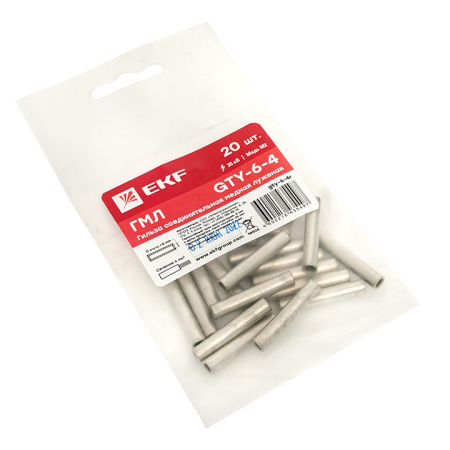 Гильза соединительная медная луженая GTY-6-4 (ГМЛ) (20шт,) PROxima EKF