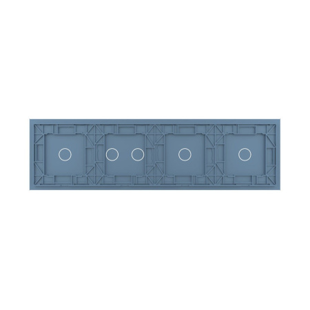 Панель для четырех сенсорных выключателей, 5 клавиш (1+1+2+1), цвет синий, стекло Livolo
