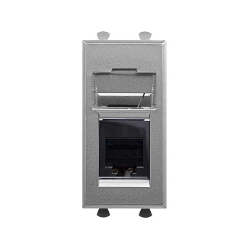 Телефонная розетка RJ-12 модульная, "Avanti", " Закаленная сталь", 1модуль DKC